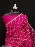 New 2023 net saree with mulberry silk blouse, Zari embroidered, India origin