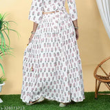 Cotton Jaipuri Sanganeri print women's Western skirt, Indian crafted roll-on design