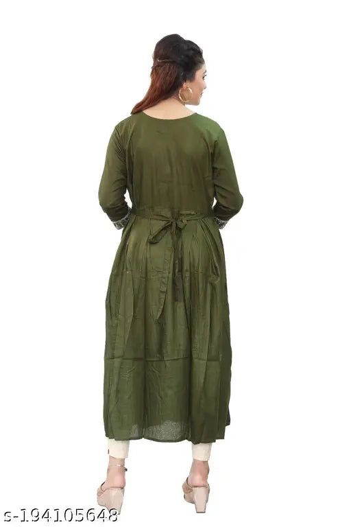 Rayon embroidery Anarkali kurti, heavy rayon fabric, elegant embroidery, 3/4 sleeve, round neck, Indian ethnic wear