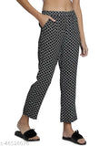 Rayon monochrome printed pyjama, geometric pattern, comfortable lounging wear for women, maxi length, Indian origin