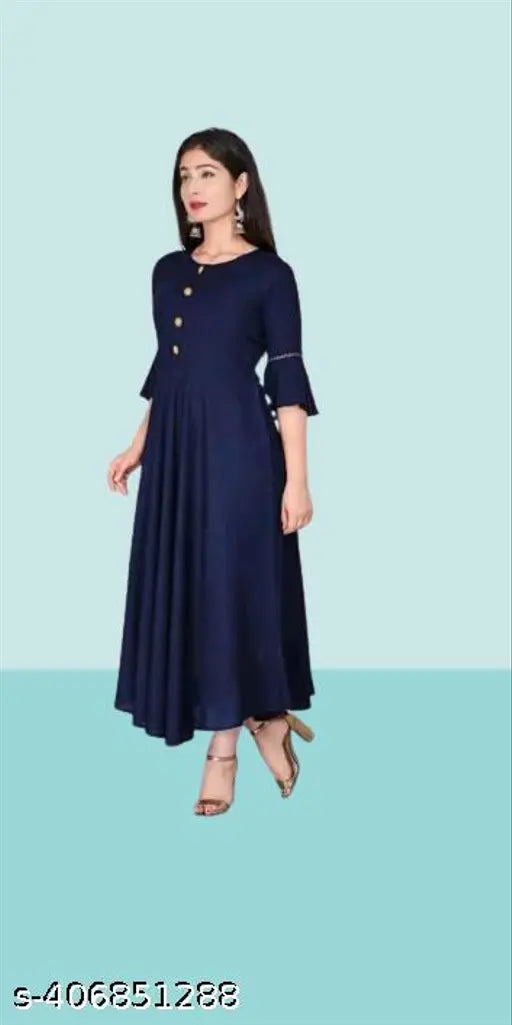 Rayon Anarkali Kurti for Women - Traditional silhouette, solid combo, S-XXL sizes (38-44in bust)