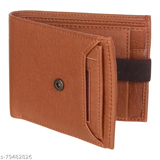 Faux leather men's wallet with 2 compartments and coin pocket, stylish design for modern lifestyle
