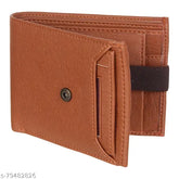 Faux leather men's wallet with 2 compartments and coin pocket, stylish design for modern lifestyle