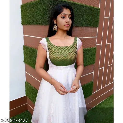 Sleeveless taffeta silk Georgette embroidery long dress, Indian festive wear for women