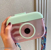Multicolor camera-shaped kids water bottle with straw, perfect for schooling, travel, hiking, outdoor activities (400ML)