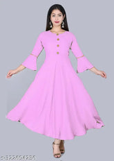 Rayon ethnic kurti for women, traditional elegance with modern twist. Solid pattern, three-quarter sleeves, perfect for any occasion. Made in India." (107 characters)