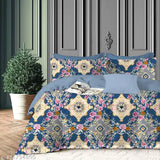 Luxury premium cotton double bedsheet with zipper pillow covers (90x90), ideal for summer. Super soft, high-quality stitching, no color bleeding or allergies. Double bed chadar, 100% size guarantee