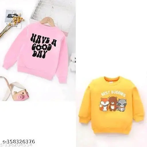 Trendy cotton blend kids' t-shirt set (2-7 years), featuring printed net design and long sleeves