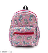 Attractive unicorn printed mini polyester backpack, perfect for a girl's everyday outings, free size (9cm x 10cm x 30cm), made in India