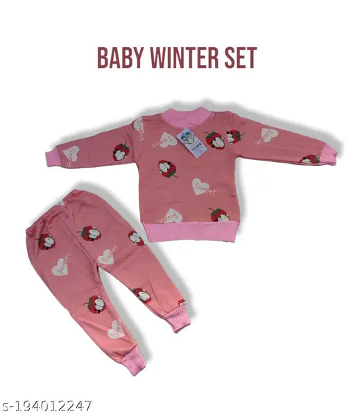 Multicolor acrylic baby sweater set (0-12 months), long sleeves with printed pattern and round neckline