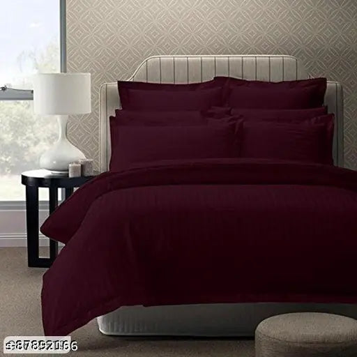 Satin striped microfiber king-size flat sheet, superfine 180 thread count, two pillow covers included, ideal for adults, made in India