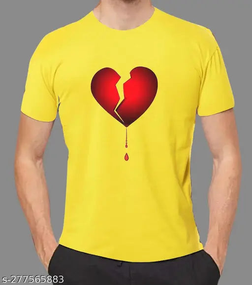 Yellow laycra trendy men's t-shirt with stripe pattern, available in sizes S-XXXL. Modern, classic, and comfortable for various occasions like Maha Holi festival. Made from polyester (short sleeves) or cotton blend (long sleeves)