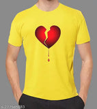 Yellow laycra trendy men's t-shirt with stripe pattern, available in sizes S-XXXL. Modern, classic, and comfortable for various occasions like Maha Holi festival. Made from polyester (short sleeves) or cotton blend (long sleeves)