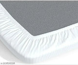 White cotton elastic fitted king size stripe solid double bedsheet with two pillow covers, 360 elastic fitted, for hotel or home use, size 72x78x10 inches