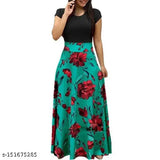 Short sleeve printed crepe dress for women, stylish Americana design, XS (bust 34in), made in India