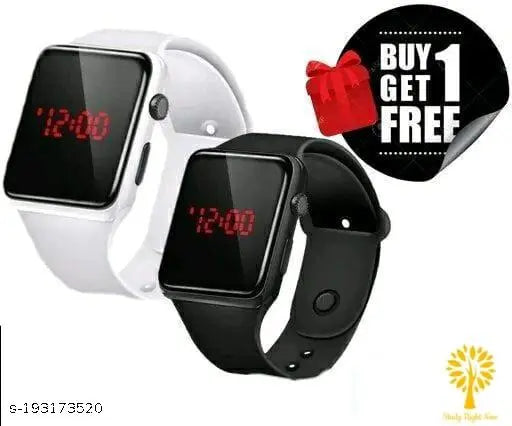 Stylish digital watches (pack of 2), free size, Buy 1 Get 1 Free for men, women & kids, Indian-made digital watch on display