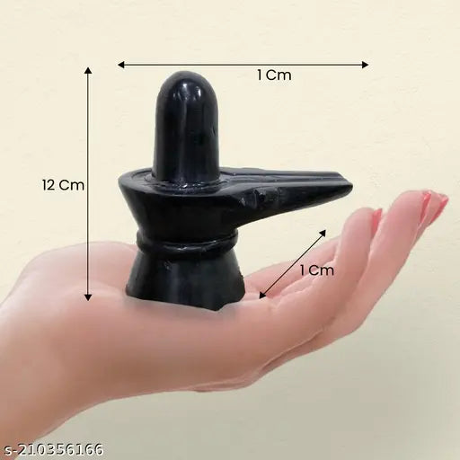 Black marble Shivling, medium heavy weight, 12 cm high, ideal for home decor and pooja