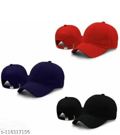 Modern cotton baseball caps for kids and unisex, solid-colored trendy design from India