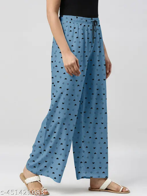 RoyalBlueNavyBlue pure cotton maxi pyjama set for women, heart-print design
