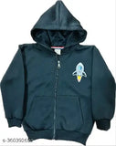 Cotton Boys & Girls Chandrayan Jacket/Hoodie, solid pattern with front zip and pockets, 8-9 years size