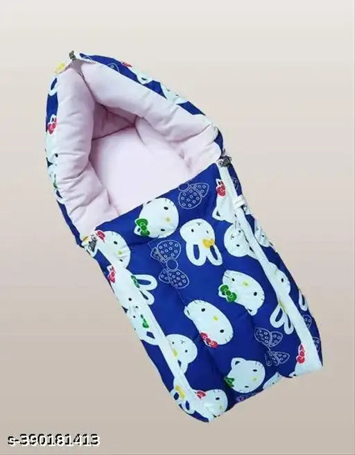 Cotton blend 3-in-1 newborn baby sleeping bag (0-3 months), printed net pattern for cozy sleep and travel