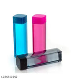 Multicolor square shape plastic water bottles with square caps (PACK OF 3), ideal for gym, school, office use. BPA-free, leak-proof, dishwasher safe, and freezer compatible. Comfortable grip design, perfect for multipurpose usage