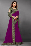 Bright Georgette saree with jacquard blouse & lace border, daily wear Indian fashion
