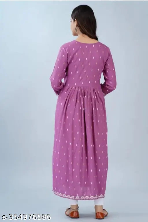 Rayon embroidered Nayra Kurta, beautiful printed women's latest fashion from India