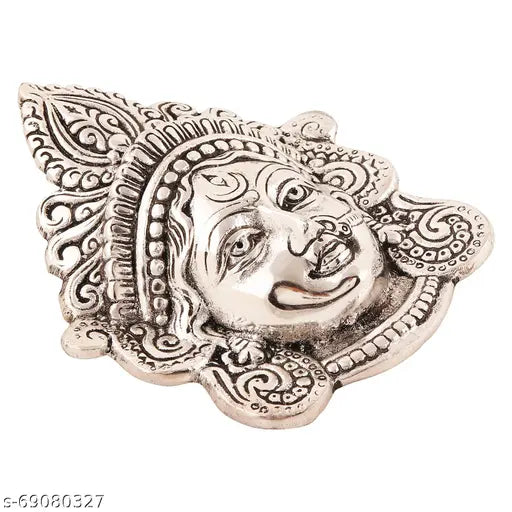 Brass Durga MaaKali fusion sculpture, exquisite wall hanging for Pooja Mandir, silver-finish Feng Shui showpiece (6x6 inches)