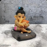 Multicolor resin Ganesha figurine, ideal for car dashboard or home decor (8cm x 10cm x 8cm) - Handicraft from India