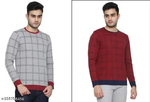 Multicolored men's cotton long-sleeve T-shirt, printed with various patterns, available in sizes M, L, and XL from STELINO, made in India