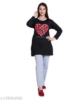 Wool winter Laies night suit with printed net pattern, XL size for warm and cozy indoor wear