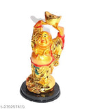 Golden medium-sized Laughing Buddha resin statue. For Feng Shui, wealth, and family well-being