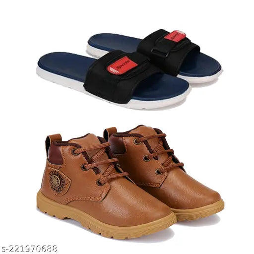 Waterproof EVA slippers, casual design for Kids' daily wear - Bersache Chappal Pack of 2