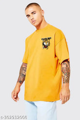 Oversized graphic printed cotton t-shirt for men, vibrant design on short sleeves, ready for shopping - affordable chic fashion