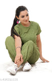 Stylish Ladies Track Pants Set - Short sleeve night suit in trending fashion, 1N, sizes S-XL, made in India