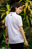 White recycled polyester unisex polo t-shirt, quick dry, breathable, eco-friendly