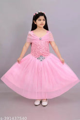 Embellished net princess ball gown dress, sleeveless style for 5-9 years old, Indian origin fashion