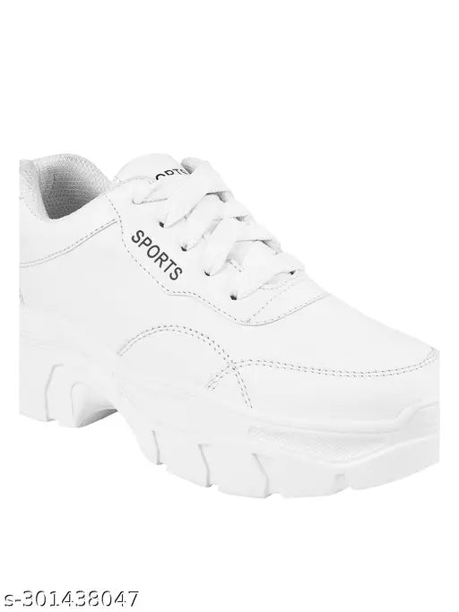 Elegant white synthetic sneakers for kids, PU sole, lace-up fastening