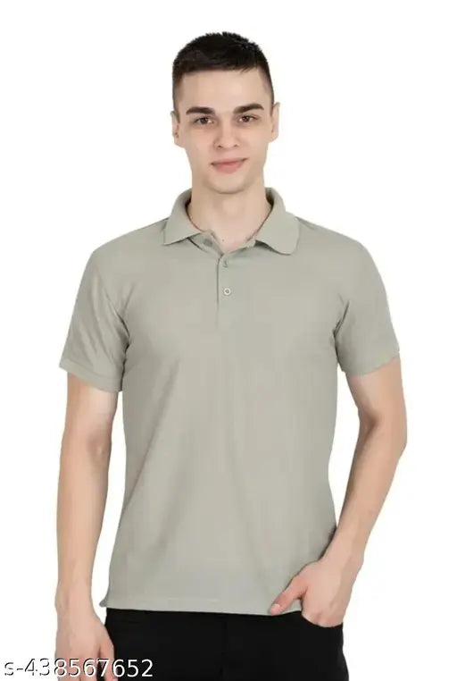 Short-sleeved cotton Ruggstar polo t-shirt, casual solid design - M size (38in chest, 26.5in length)