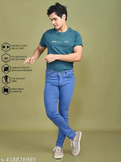 Solid indigo reversible men's denim jeans, cotton-made with mid rise and straight cut. Versatile wardrobe essential from India." (118 characters)