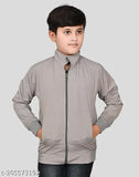 Polyester, solid color, long sleeve boys windcheater for children aged 3-4 years. Made in India