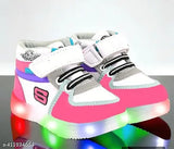 Synthetic LED sneakers in varied sizes for boys and girls, ideal for adding a fun, fashionable glow to outfits. Made in India