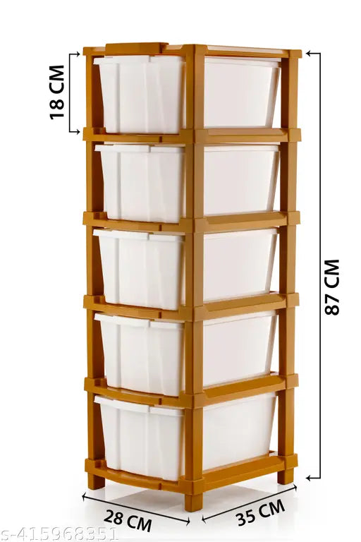 White plastic 5-compartment drawer organizer, ideal for home kitchen or office use