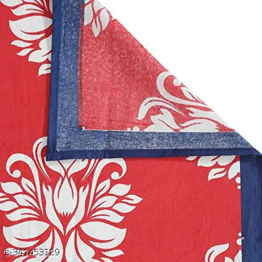 Red White Flowers ethnic motifs cotton flat sheets, 2 pillow covers included for summer use, 100% pure cotton, size: 90x108 inches, origin: India
