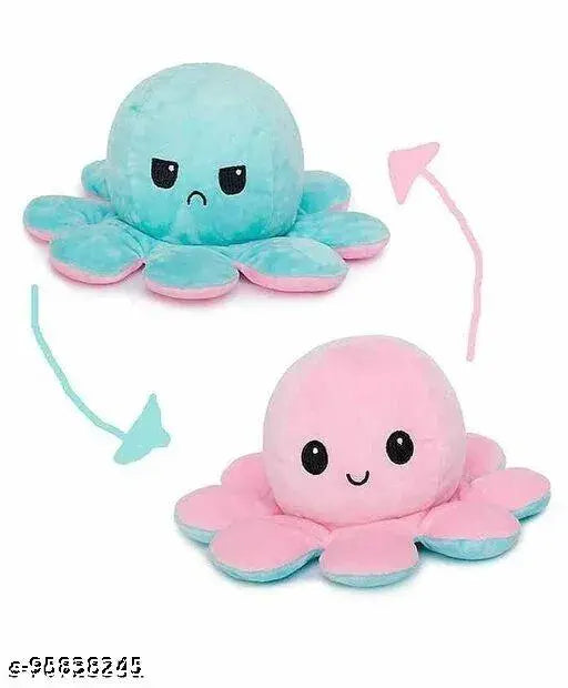 Reversible polycotton octopus soft toy for babies and kids, colorful marine creature on play mat