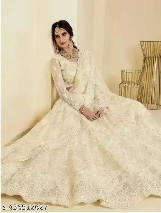 Indian Luxury Lehenga Choli with Diamond Embroidery, net fabric, semi-stitched (42m)