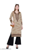 Women's winter wear jacquard woolen kurti, three-quarter sleeve, printed combo, v-neck, mandarin collar, calf length, two side pockets, India-origin