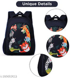 Blue waterproof polyester school backpack with pencil pouch, suitable for school-going boys and girls (Bk_Blue_Animals_24_A)
