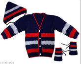 Striped wool sweater combo for baby boys & girls, warm and cozy in Indian-made striped design